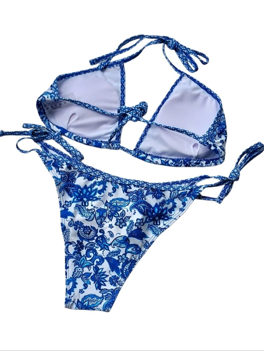 String Bikini Blue Paisley Size Medium NWT - Picture 4 of 7